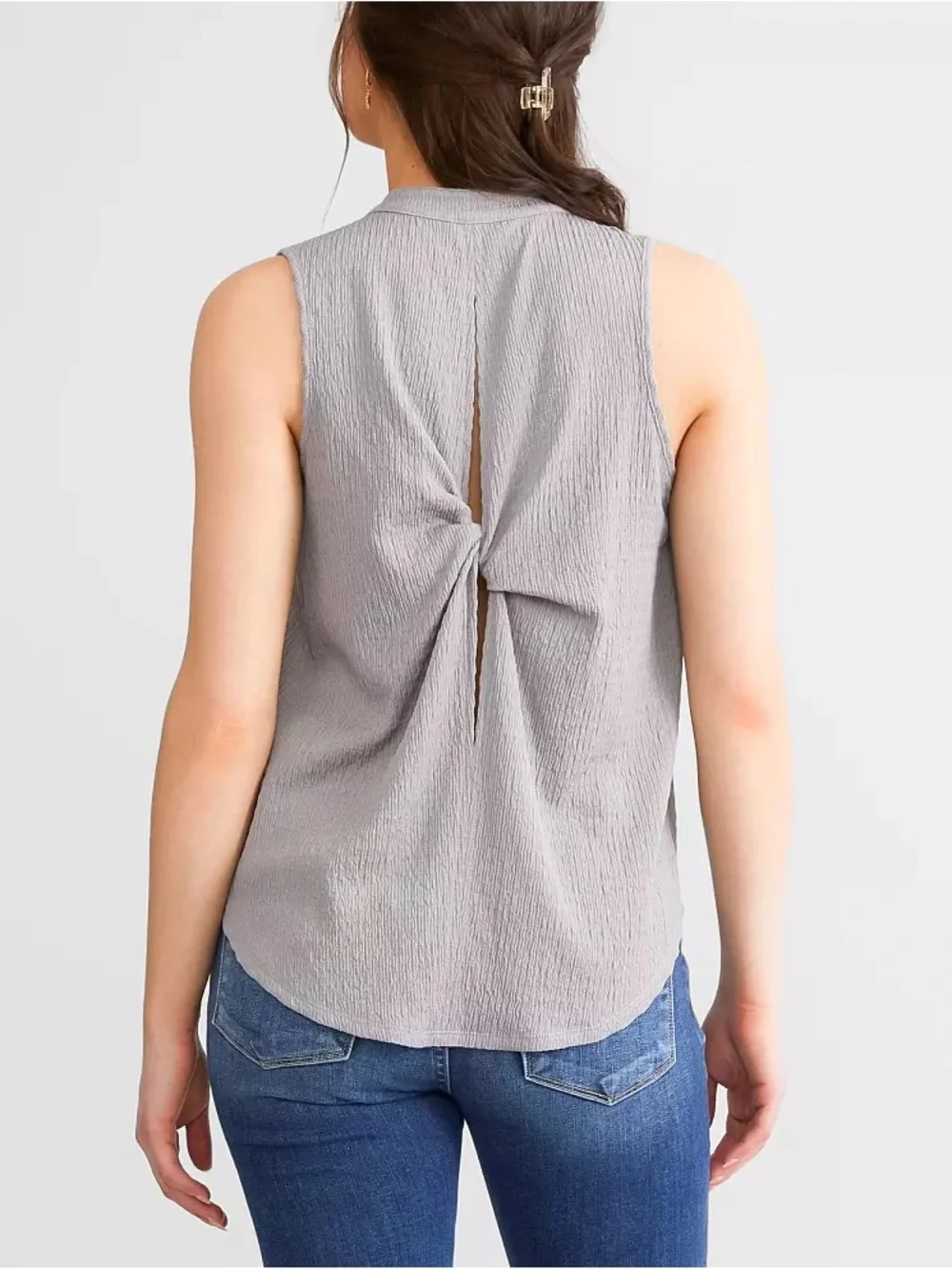 Buckle Grey Twist-Back Sleeveless Tank - Picture 9 of 11